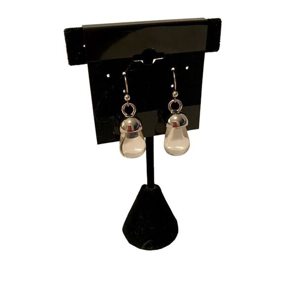 Vintage Lucite & Silver Toned Drop Earrings. - Picture 3 of 5